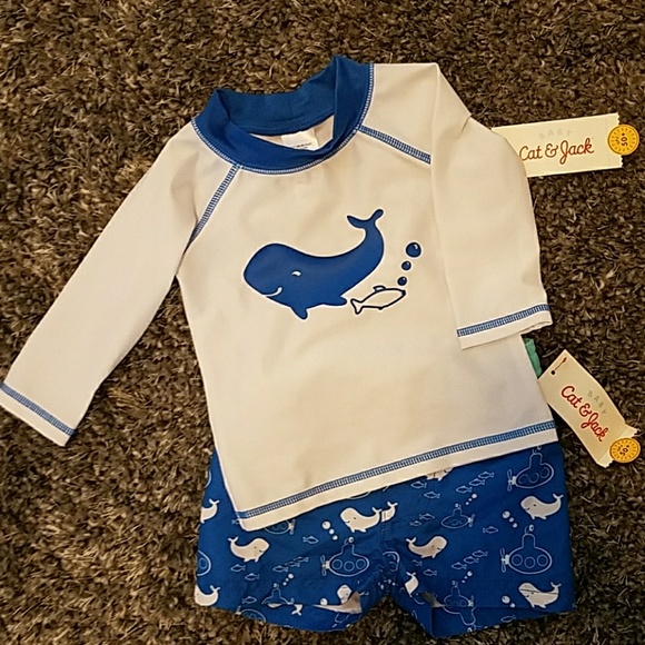 Cat/&Jack Swim Shirt Spf 50 6-9 Months Get 2 For One .